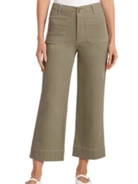 bagatelle Olive Green High-Waist Wide-Leg Crop Pants